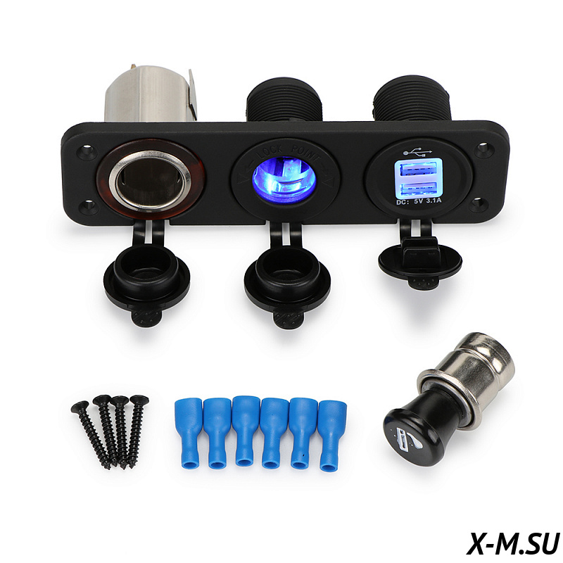 Прикуриватель+ гнездо 12В + USB 3.1a с установкой Прикуриватель+ гнездо 12В + USB 3.1a с установкой